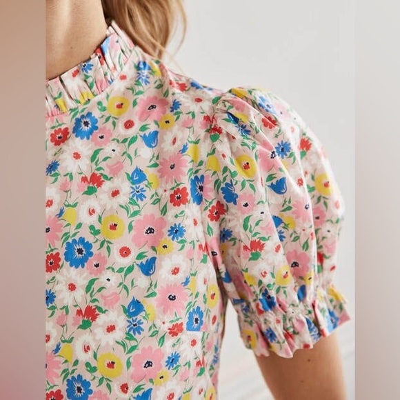 Boden Floral Midi Dress with Navy Accents - Picture 6 of 12